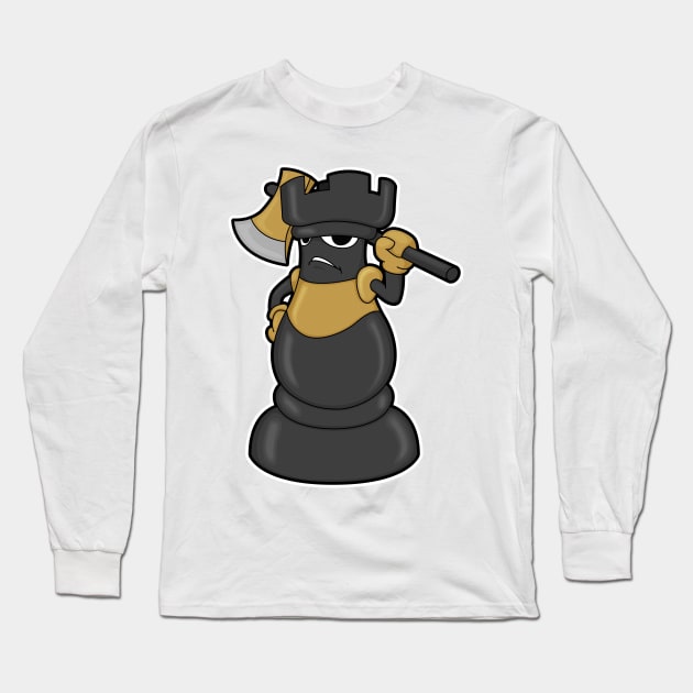 Chess piece Rook at Chess with Axe Long Sleeve T-Shirt by Markus Schnabel